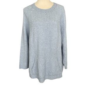 Pure Jill Cotton Wool Blend Sweater Women Size XL Blue Textured Gauzy Preppy